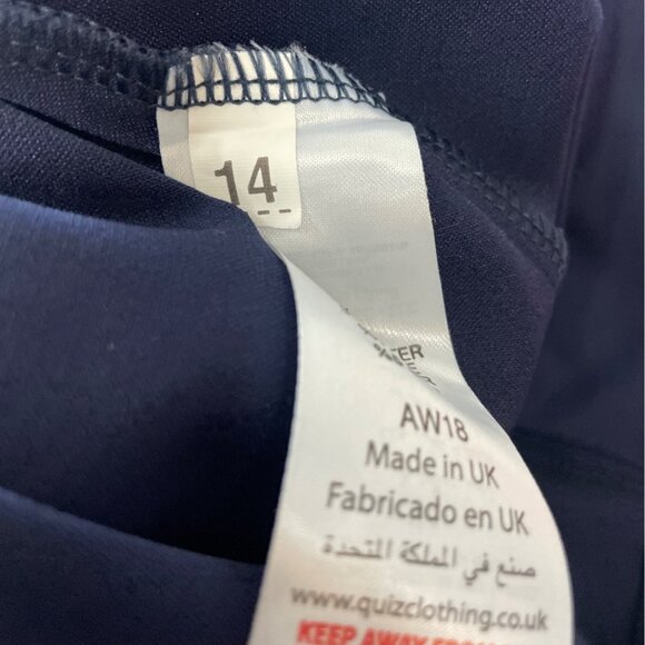 Quiz Navy Blue Off-Shoulder Twist Knot Women's Knee Length Bodycon Dress Sz 14 - Picture 8 of 9